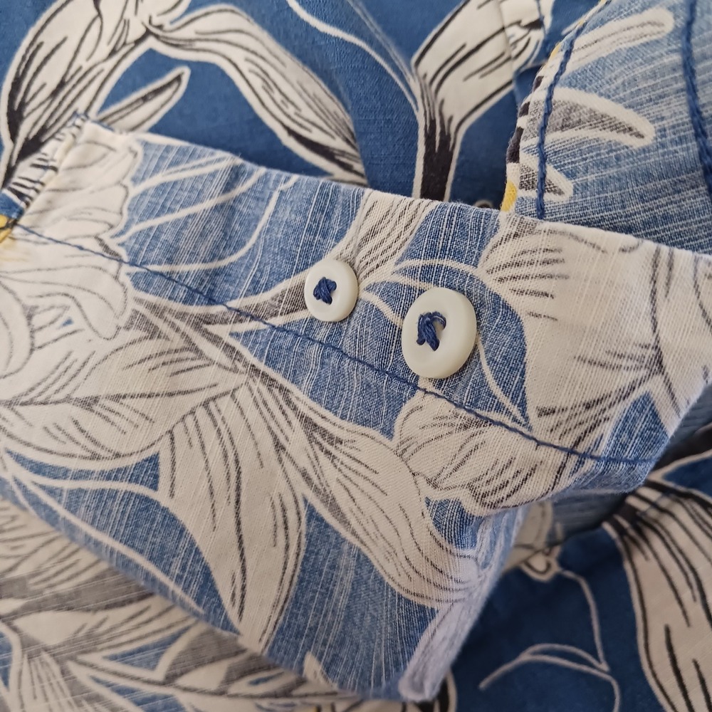 Ralph Lauren Denim Supply Shirt Mens Medium Blue Floral Button Up Hawaiian Tiki - Picture 6 of 7